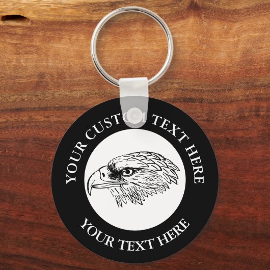 Eagle Pictogram Aangepaste tekst Sleutelhanger (Voorkant)