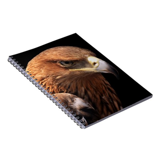 Eagle portret geïsoleerd op zwart notitieboek (Rechterzijde)
