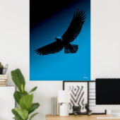 Eagle Poster - Zwart Silhouet op Blue Sky (Thuiskantoor)