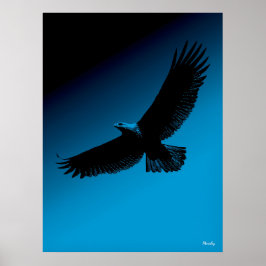 Eagle Poster - Zwart Silhouet op Blue Sky