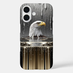 🦅Eagle Power Flow Druppelende Metal Luxe Embleem  iPhone 16 Hoesje