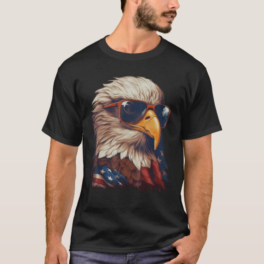 Eagle Proud Patriottische Amerikaanse vlag 4 juli T-shirt (Voorkant)