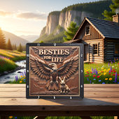 Eagle Rabbit Besties Portrait Vierkante Klok