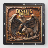 Eagle Rabbit Friendship Mountain Vierkante Klok (Voorkant)