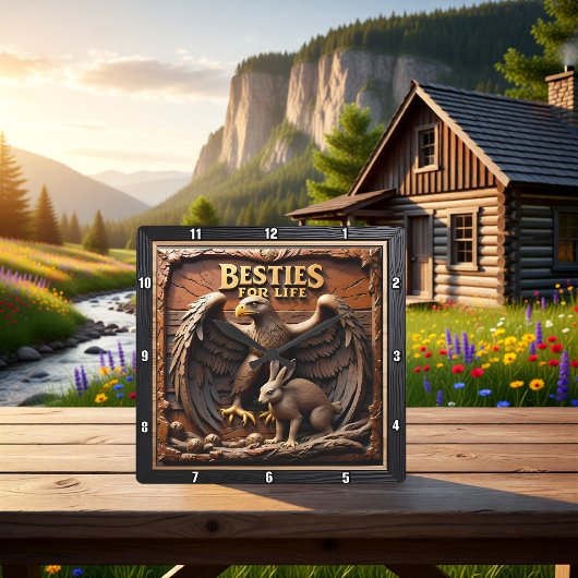 Eagle Rabbit Friendship Mountain Vierkante Klok