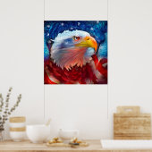 Eagle - Red White Blue Fine Art Poster/Print Poster (Keuken)