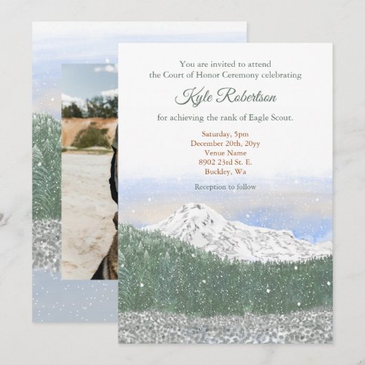 Eagle Scout, Court of Honor, Mt. Rainier Kaart (Voorkant / Achterkant)