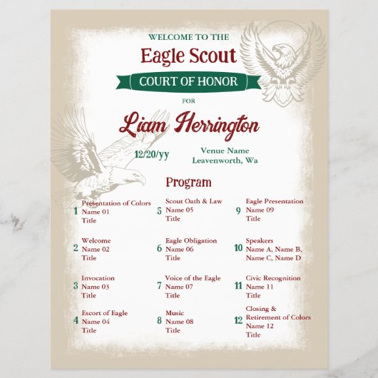 Eagle Scout Court of Honor Program Flyer (Voorkant)