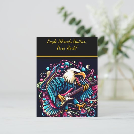 Eagle Shreds Gitaar in Neon Glow Briefkaart (Staand voorkant)