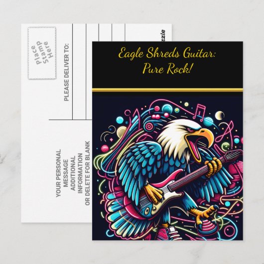 Eagle Shreds Gitaar in Neon Glow Briefkaart (Voorkant / Achterkant)