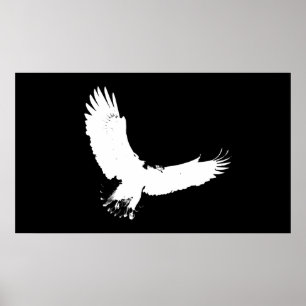 Eagle Silhouet Poster Print Kale Adelaar in Vlucht