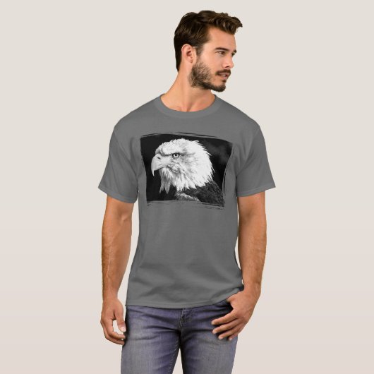 Eagle Sjabloon Elegant Donkergrijs Afbeelding toev T-shirt (Voorkant volledig)