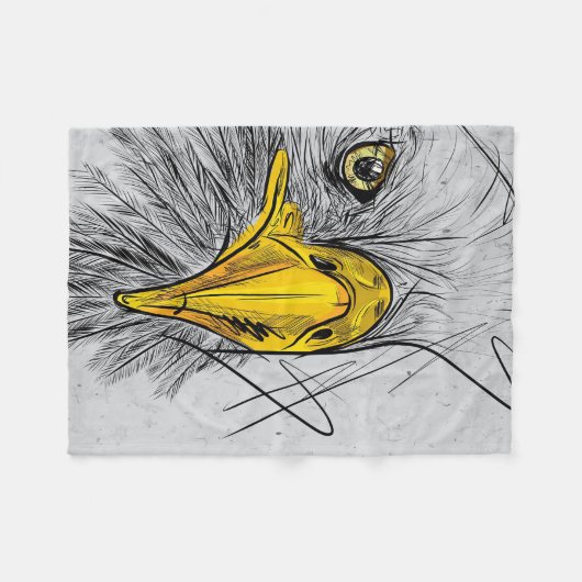 Eagle Sketch Face Wall Art Fleece Deken (Voorkant (Horizontaal))