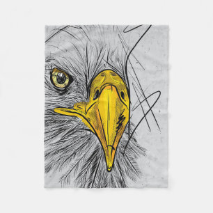 Eagle Sketch Face Wall Art Fleece Deken