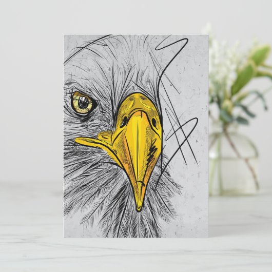 Eagle Sketch Face Wall Art Save The Date (Staand voorkant)