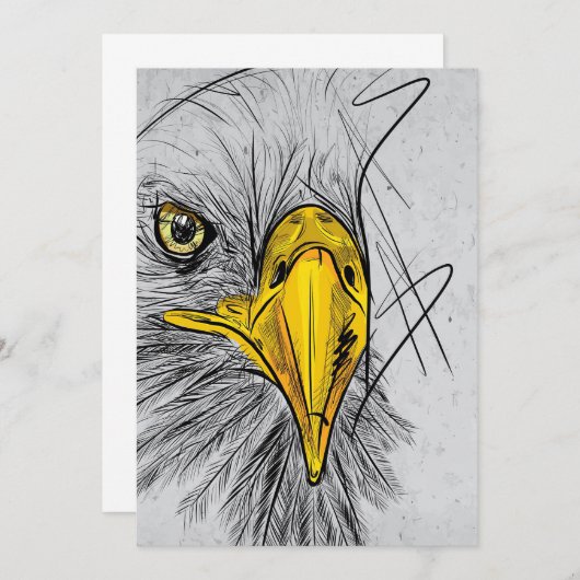 Eagle Sketch Face Wall Art Save The Date (Voorkant / Achterkant)