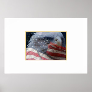 Eagle Sluiten met vlag Poster