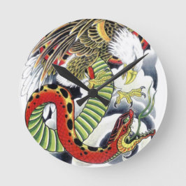 Eagle & Snake Japans Tattoo Design Ronde Klok