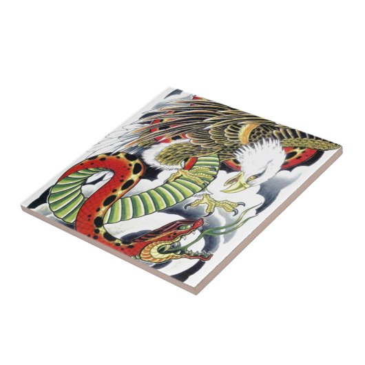 Eagle & Snake Japans Tattoo Design Tegeltje (Zijkant)