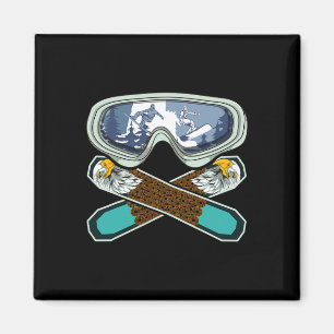 Eagle Snowboarder Snowboarder Goggles Retro Snowb Magneet