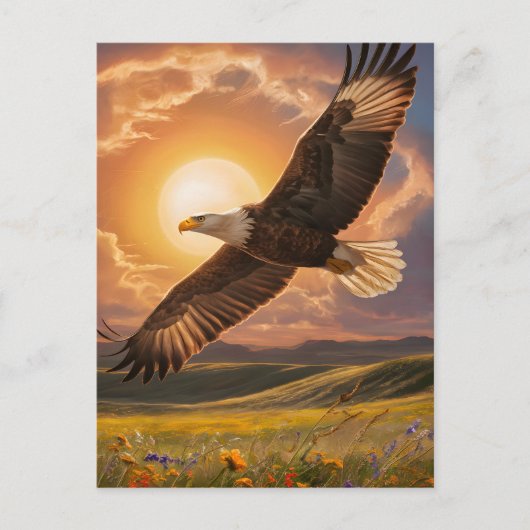 Eagle Soaring Sunset Briefkaart (Voorkant)