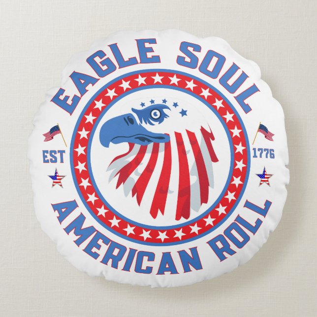 Eagle Soul beroemd gemaakt door American Roll Rond Kussen (Voorkant)