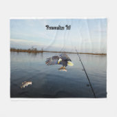  Eagle Stealing Bass Gevist Fleece Deken (Voorkant (Horizontaal))