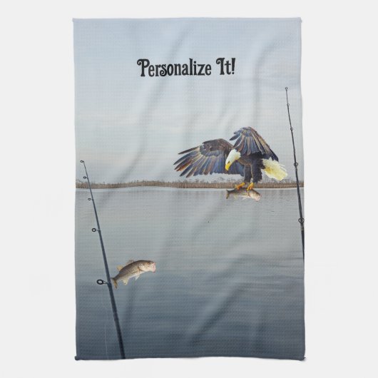 Eagle Stealing Bass Gevist Theedoek (Verticaal)