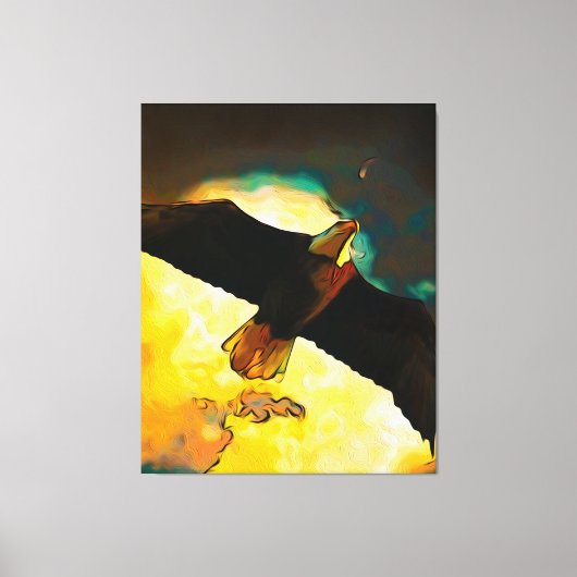 Eagle Storm - Flying Bald Eagle Fantasy Art Canvas Afdruk (Voorkant)