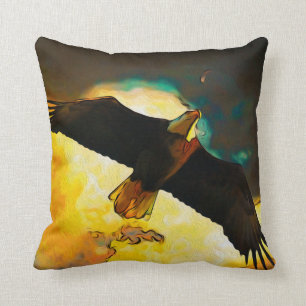 Eagle Storm - Flying Bald Eagle Fantasy Art Kussen