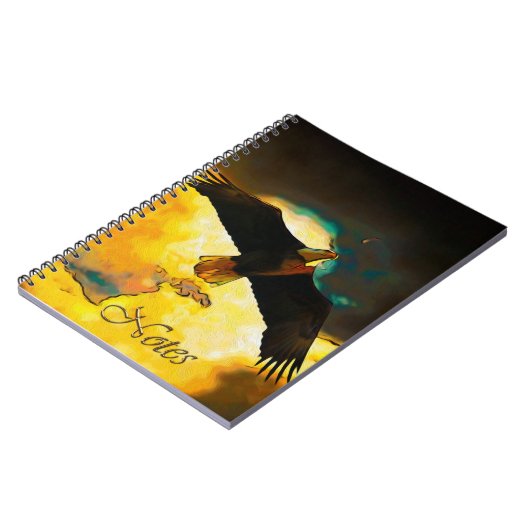 Eagle Storm - Flying Bald Eagle Fantasy Art Notitieboek (Linkerzijde)
