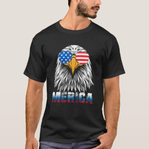 Eagle sunglass Merica 4th of Juli Amerikaanse vlag T-shirt