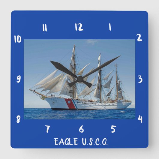 Eagle Tall Ship Wall Clock Vierkante Klok (Voorkant)