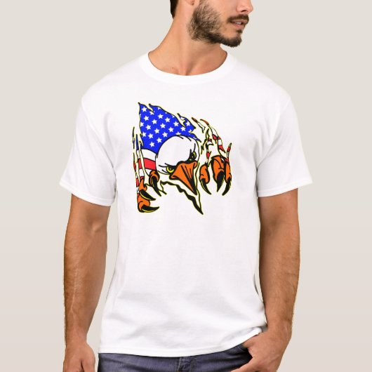 Eagle Tearout W/American Flag Tattoo T-shirt (Voorkant)