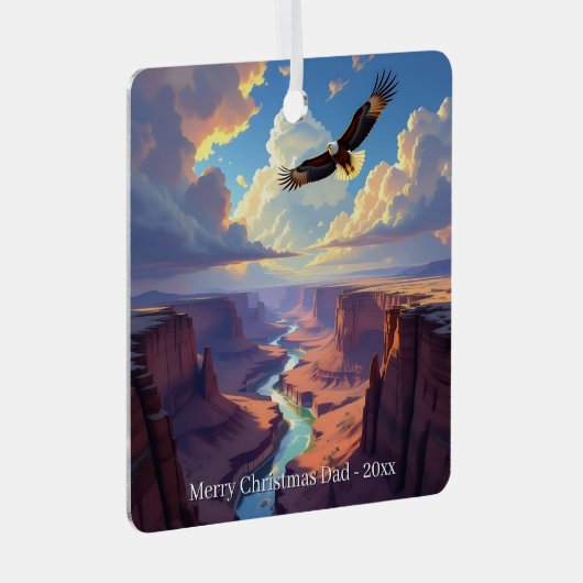 Eagle Themed Personalized Christmas Metalen Ornament (Voorkant Rechts)