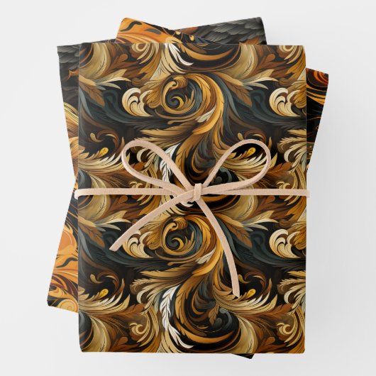 Eagle Totem & Feather Swirls Majestic Design Inpakpapier Vel (In situ)