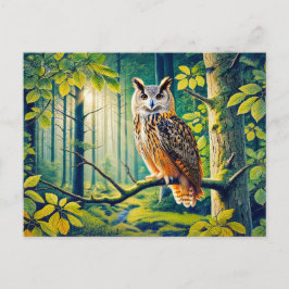 Eagle Uil in het bos Feestdagenkaart