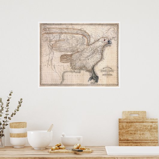 Eagle United States Map 1832 Poster (Keuken)