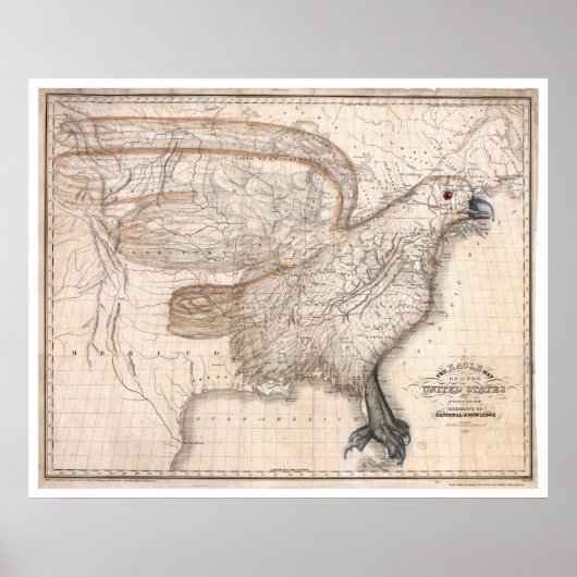 Eagle United States Map 1832 Poster (Voorkant)