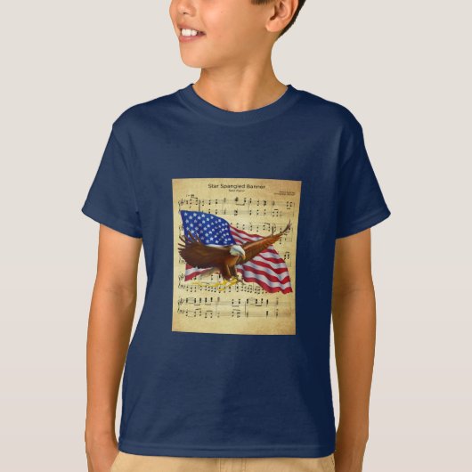Eagle ~ US Flag ~ Star Spangled Banner — Muziek T-shirt (Voorkant)