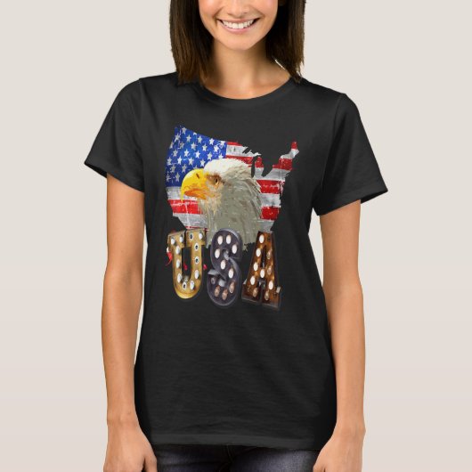 Eagle Usa Lightbulb 4 juli Memorial Independe T-shirt (Voorkant)