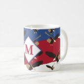 Eagle USA Patriotic American Flag Monogram Koffiemok (Voorkant rechts)