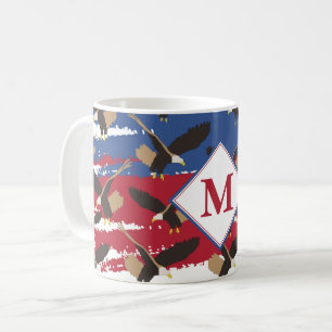 Eagle USA Patriotic American Flag Monogram Koffiemok
