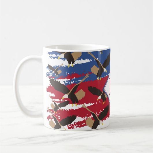 Eagle USA Patriotic American Flag Monogram Koffiemok (Links)