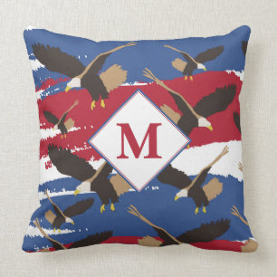 Eagle USA Patriotic American Flag Monogram Kussen