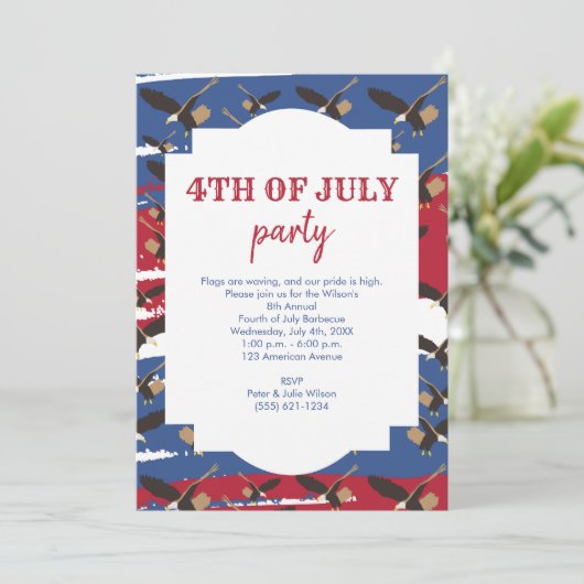 Eagle USA Patriotic American Flag op 4 juli Kaart (Staand voorkant)