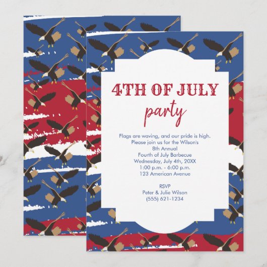 Eagle USA Patriotic American Flag op 4 juli Kaart (Voorkant / Achterkant)