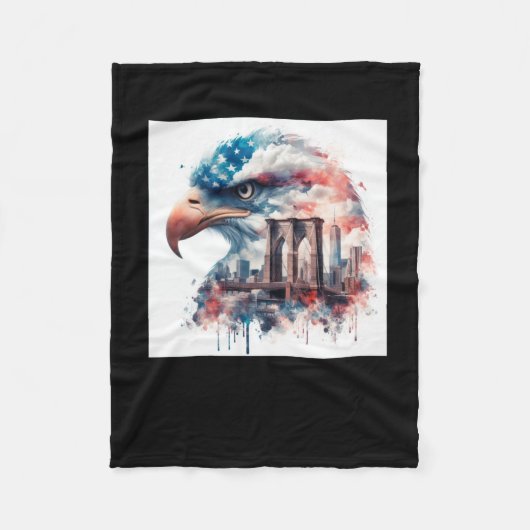 Eagle USA Sticker Fleece Deken (Voorkant)