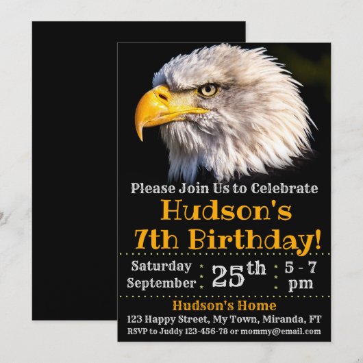 Eagle verjaardagsuitnodiging kaart (Voorkant / Achterkant)