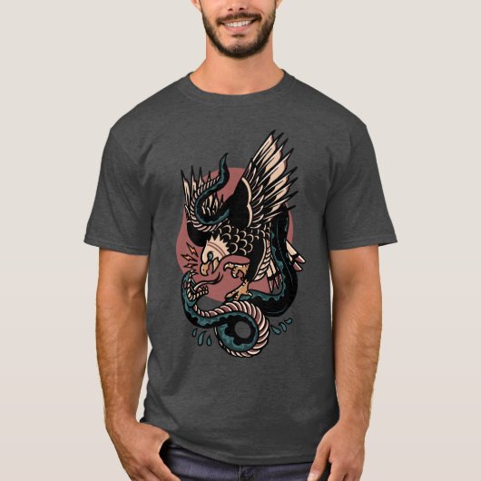 Eagle Versus Snakeraditionalattoo funny T-shirt (Voorkant)